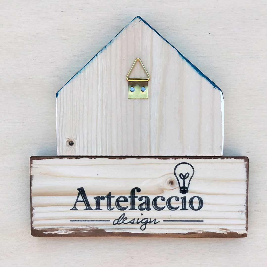 Dietroporta bianco & blu petrolio