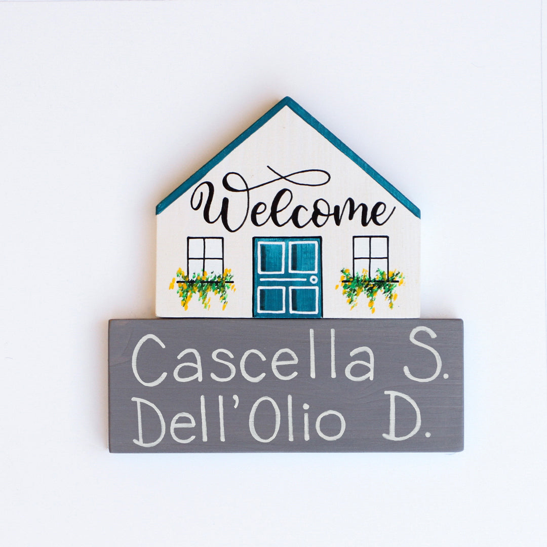 Dietroporta bianco & blu petrolio