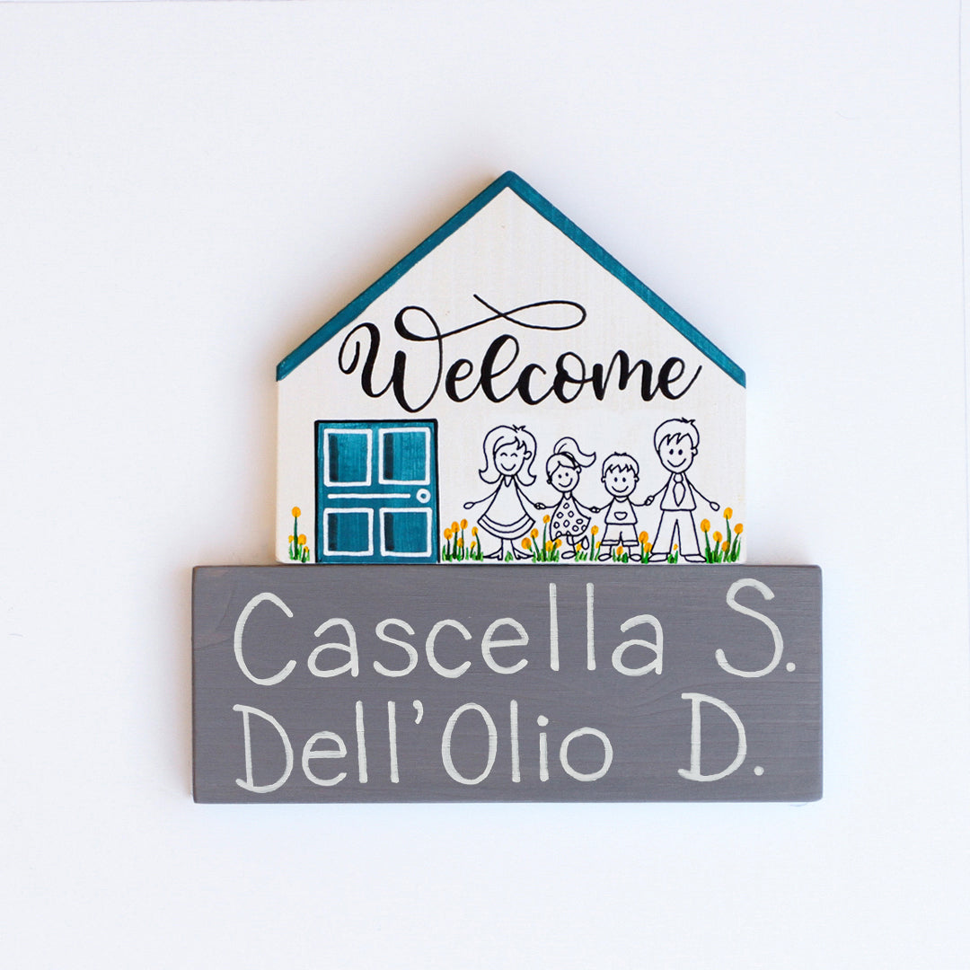 Dietroporta bianco & blu petrolio