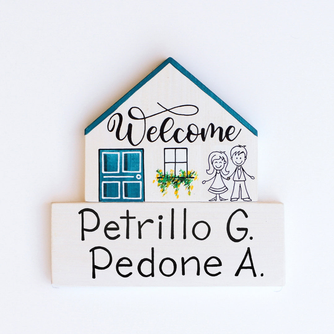 Dietroporta bianco & blu petrolio