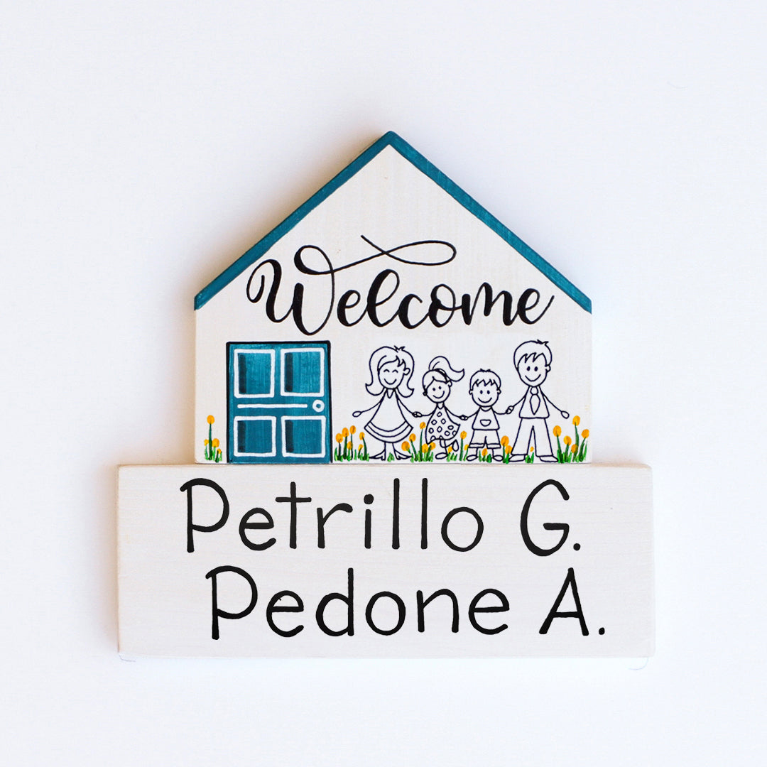 Dietroporta bianco & blu petrolio