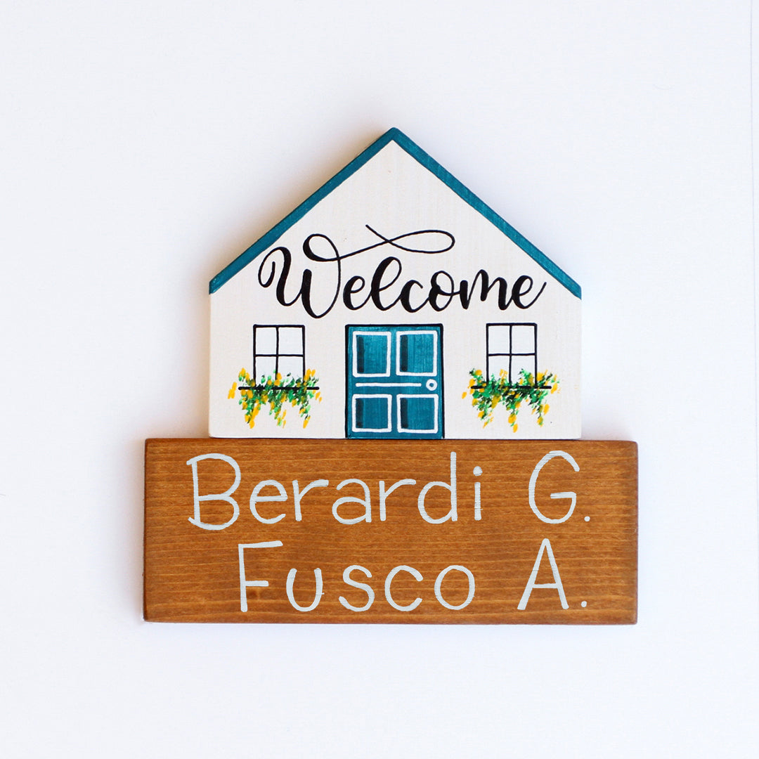 Dietroporta bianco & blu petrolio