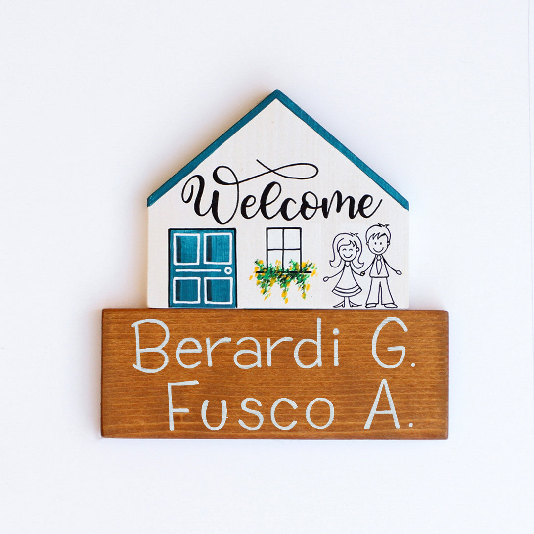 Dietroporta bianco & blu petrolio