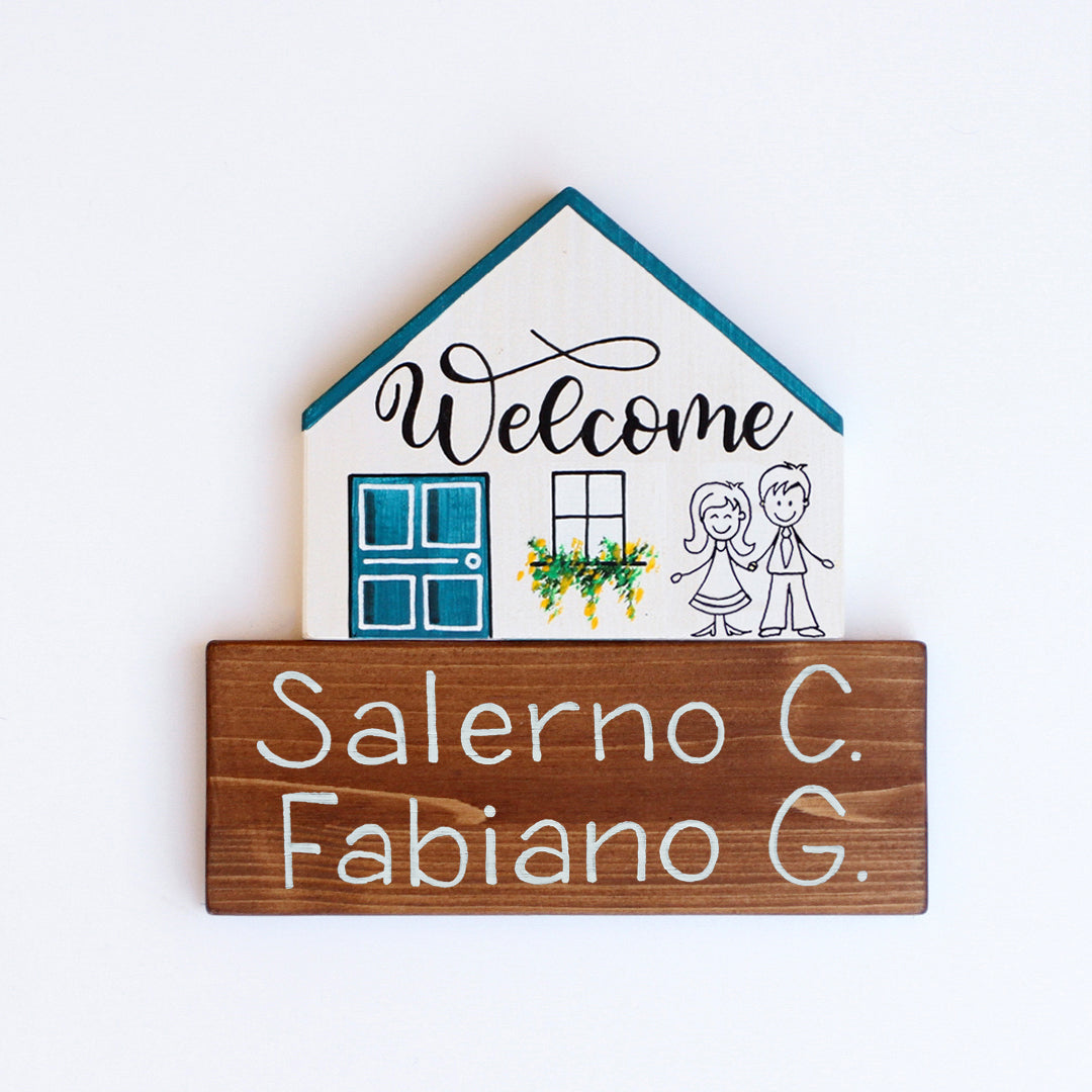 Dietroporta bianco & blu petrolio