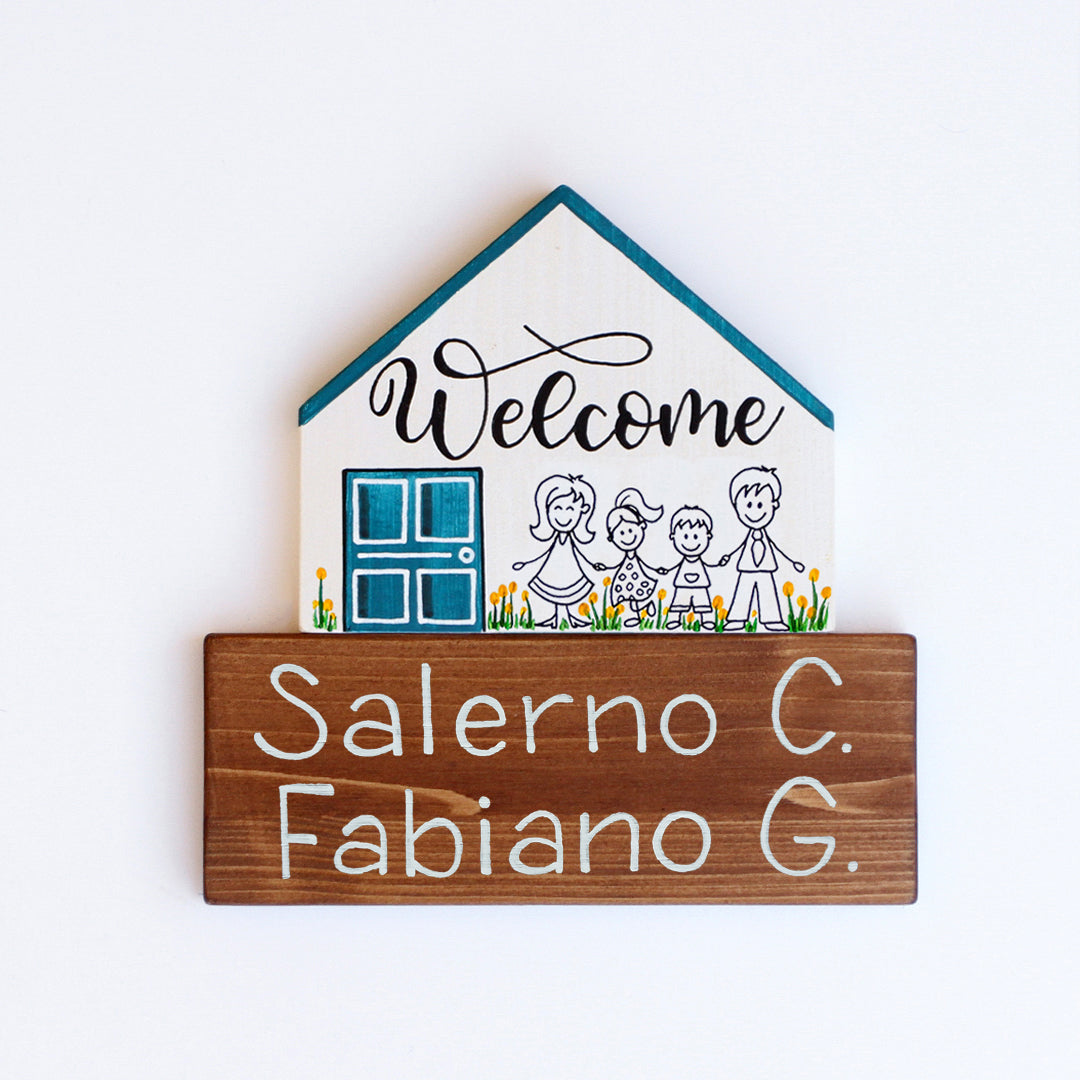 Dietroporta bianco & blu petrolio