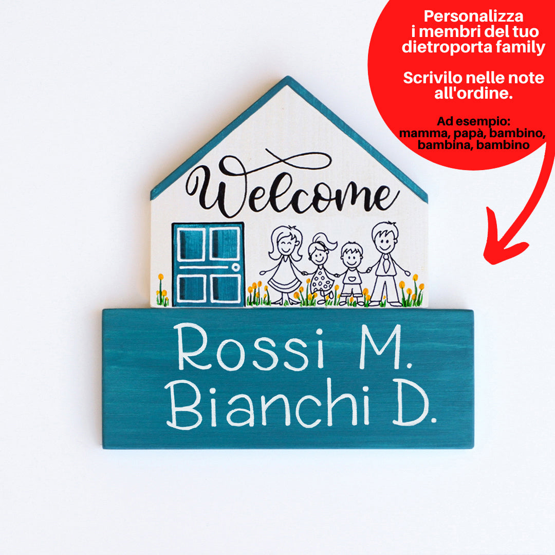 Dietroporta bianco & blu petrolio