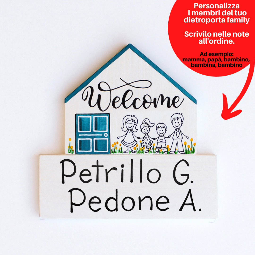 Dietroporta bianco & blu petrolio