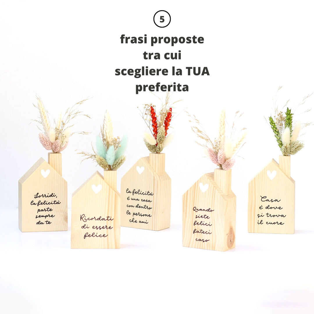 casetta con fiori secchi verdi artefaccio 006