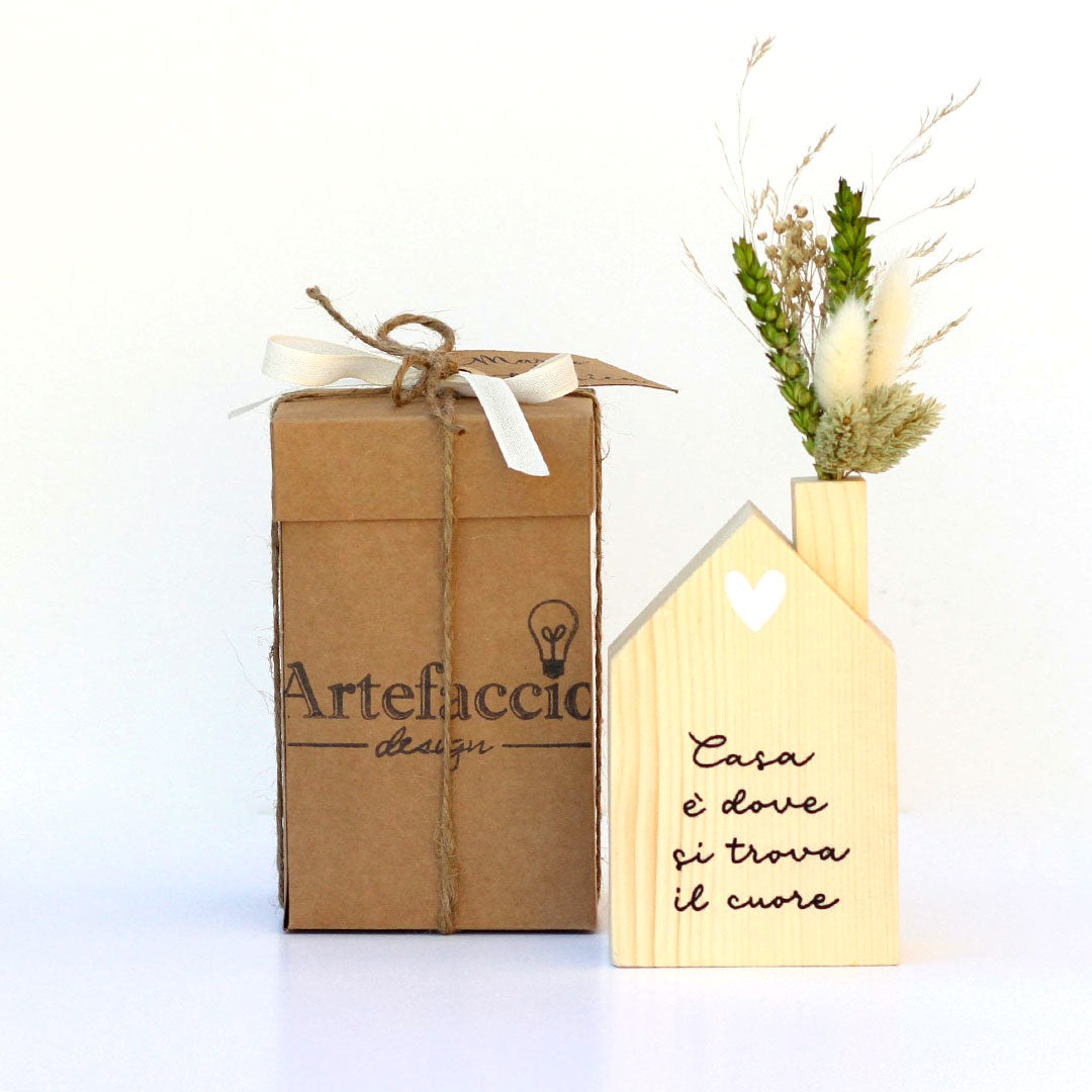 casetta con fiori secchi verdi artefaccio 007