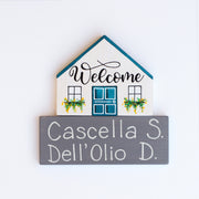 Dietroporta bianco & blu petrolio